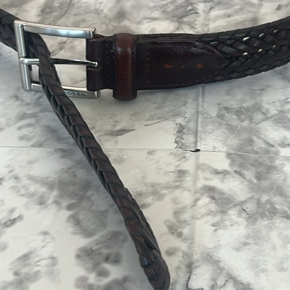 Fossil cognac braided belt size 38 UNISEX - Picture 7 of 8